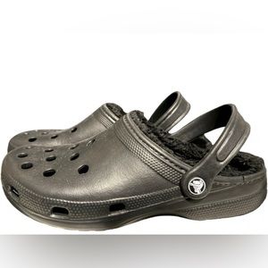 Black Classic Fur Lined Dual Comfort Crocs Men Size 9 Women Size 11 Clogs